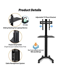 Yescom NexusX Presenter Rolling Tv Stand Mobile Tv Cart for 32" to 65" Lcd Led Screen TVs Office Lecture