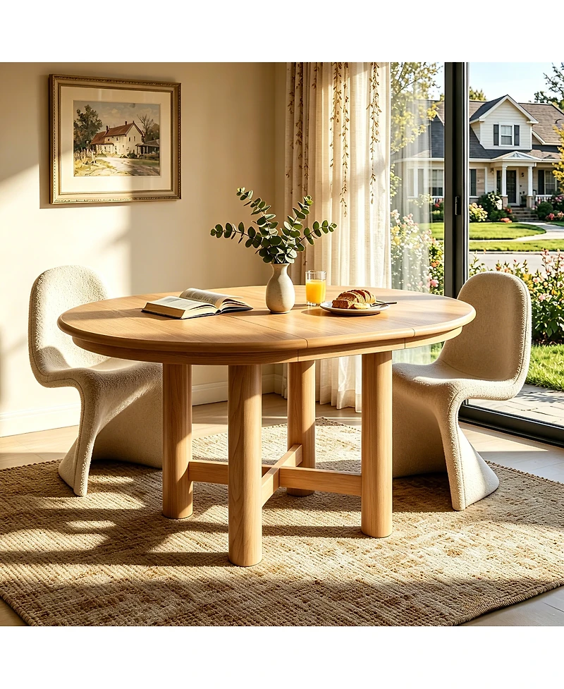 Streamdale Furniture Wood Extendable Oval Dining Table, Seats 4-6
