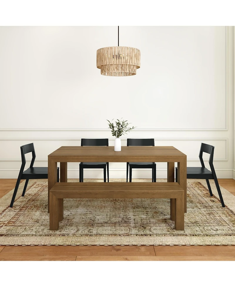 Plank+Beam 72 inch Modern Solid Wood Dining Table Set with Bench And 4 Chairs