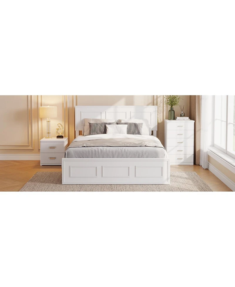 Streamdale Furniture Full Size Wood Bed with Adjustable Headboard