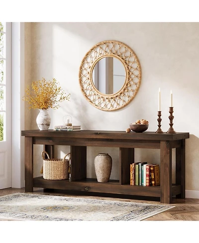 Tribesigns 63" Solid Wood Console Table with Storage