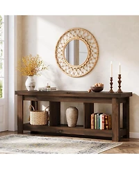 Tribesigns 63" Solid Wood Console Table with Storage