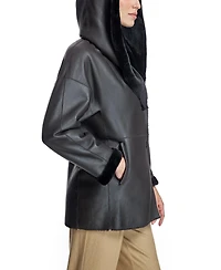 Julia & Stella By Maximilian Women's Reversible Shearling Hooded Jacket