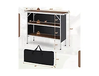 Boyel Living Folding Camping Table with 2-Tier Open Shelves for Outdoor Bbq-Coffee