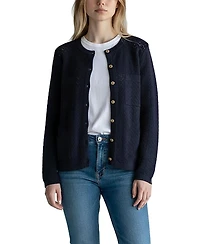 Hope & Henry Women's Organic Cotton Pointelle Cardigan