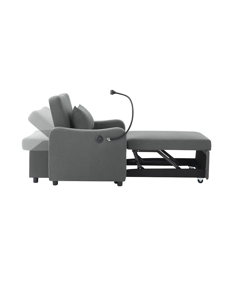 Streamdale Furniture 3-in-1 Convertible Sleeper Sofa Chair with Usb and Adjustable Backrest