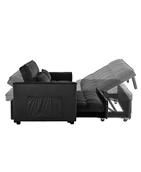 Streamdale Furniture Velvet Convertible Sleeper Sofa Bed with Adjustable Backrest and Storage Pockets