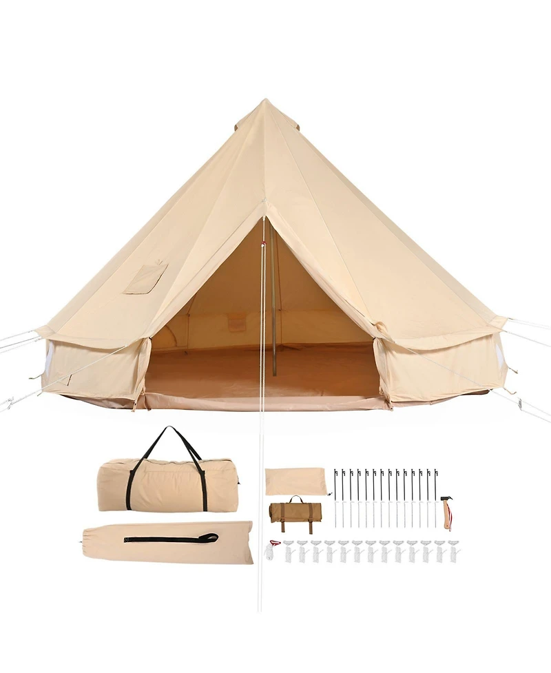 MOUNTAINTOPCanvas Bell Tent, 6m/19.68feet 4-Season Yurt Tent, Stove Jack, Breathable Fabric, Holds Up To 10 People for Camping and Hunting