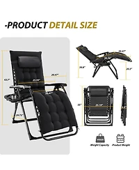Mountaintop Zero Gravity Chair, Reclining Camping Lounge Chair for Indoor, Reclining Patio Chairs with Cup Holder Trays and Removable Cushion