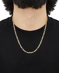Italian Silver Solid Figaro Chain Necklace in 18k Gold-Plated Sterling Silver
