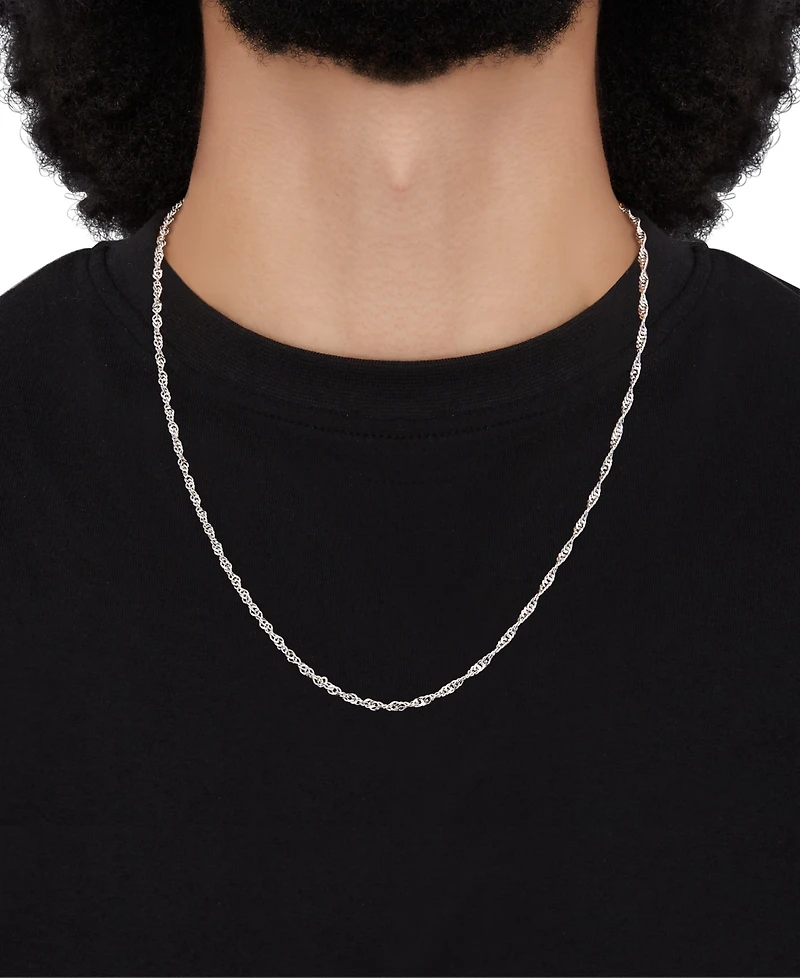 Italian Silver Solid Singapore Chain Necklace in Sterling Silver