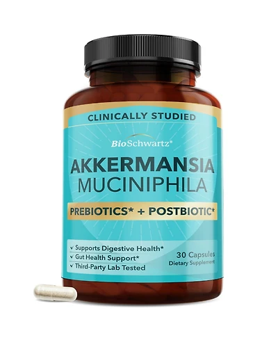 BioSchwartz Akkermansia Muciniphila Supplement with Prebiotic and Postbiotic, 30 Capsules