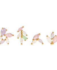 Girls Crew Crystal Pastel Leaf Stud Earrings Set