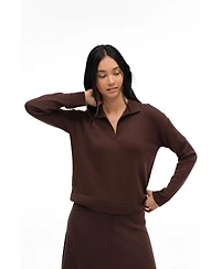 Chinti & Parker Women's Collared V-Neck Relaxed-Fit Wool-Cashmere Sweater
