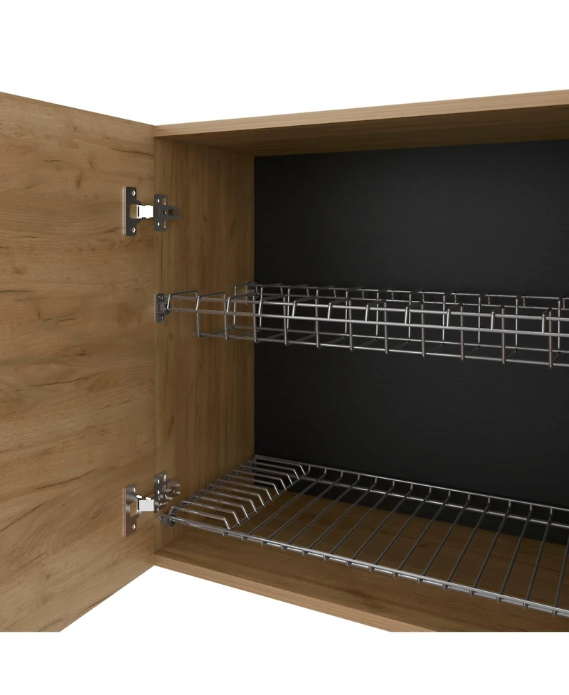 Fm Furniture Verona Wall-Mounted Kitchen Storage Cabinet with Integrated Dish Rack and Four Doors