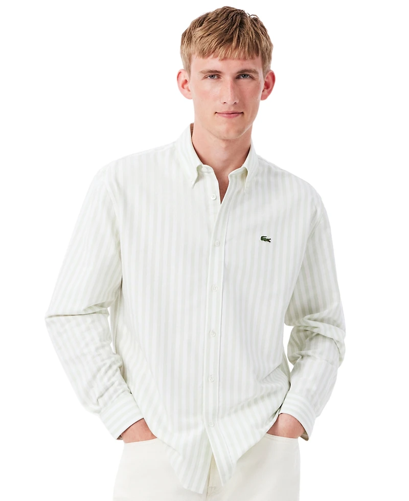 Lacoste Men's Striped Long-Sleeve Button-Down Oxford Shirt