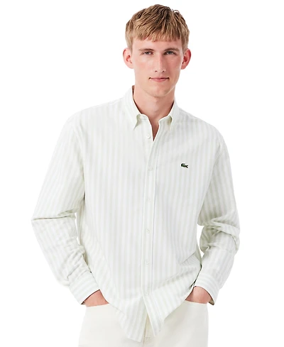 Lacoste Men's Striped Long-Sleeve Button-Down Oxford Shirt