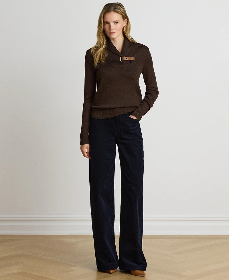 Lauren Ralph Women's Sabree Long Sleeve Buckle-Trim Sweater