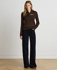 Lauren Ralph Women's Sabree Long Sleeve Buckle-Trim Sweater