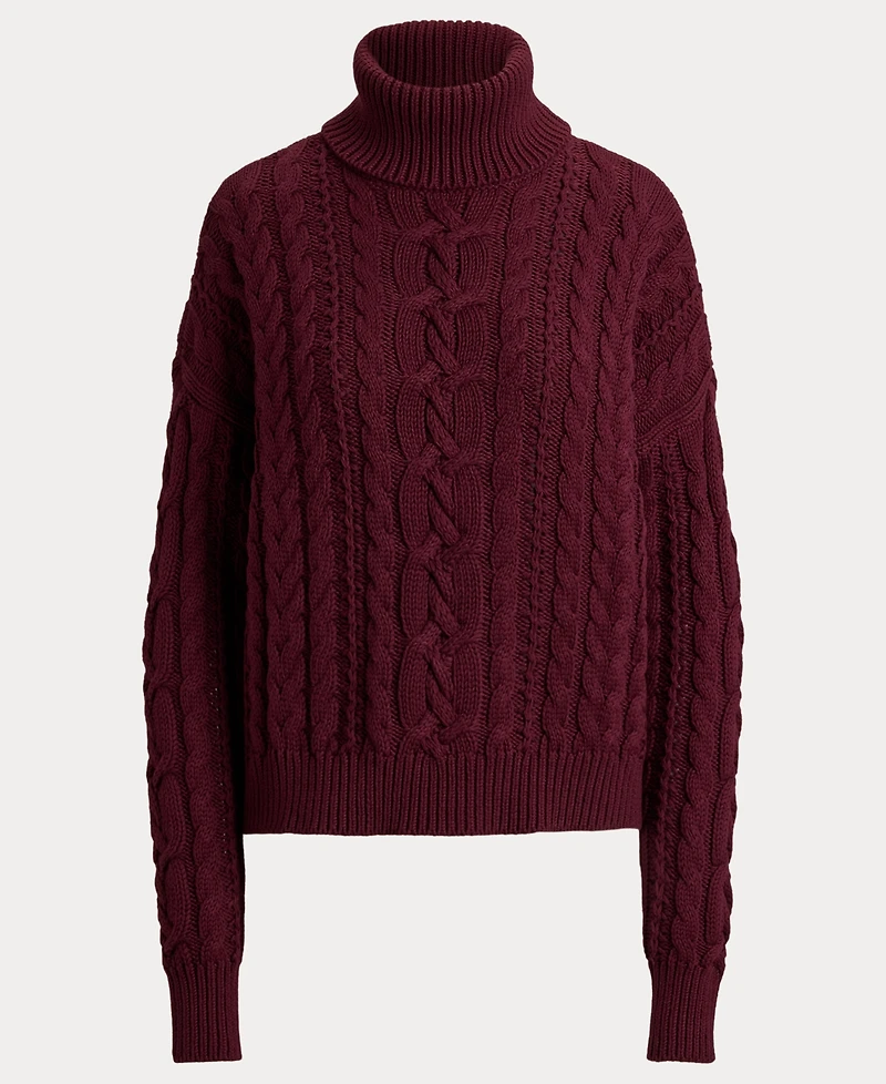 Lauren Ralph Lauren Women's Cable-Knit Cotton Turtleneck Sweater