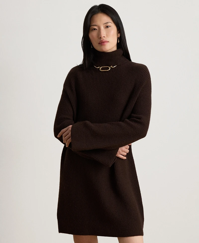 Lauren Ralph Women's Areena Wool-Cashmere Turtleneck Cocoon Sweater Dress