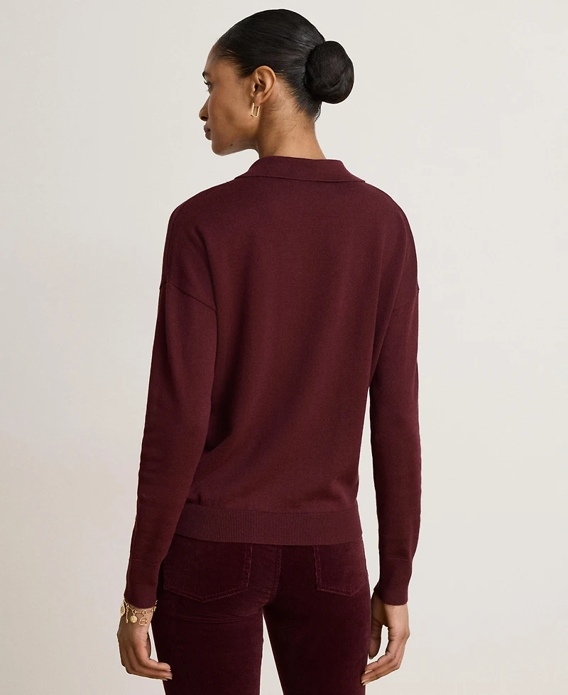 Lauren Ralph Women's Polo V-Neck Long-Sleeve Sweater