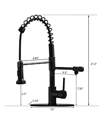 Thirtypeachy Single Handle Pull-Down Kitchen Faucet with Drinking Water Tap, 4-Mode Sprayer and Roll-Up Drying Rack