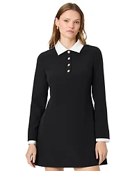 French Connection Women's Echo Crepe Half Placket Long-Sleeve Mini Dress