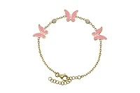 Lily Nily Enamel Butterflies and Cubic Zirconia Bezel Station Chain Link Bracelet in 14K