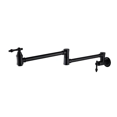 Thirtypeachy Wall Mount Folding Pot Filler Faucet, Brass Kitchen Faucet with Dual Handles, 360degree(s) Swivel Arm