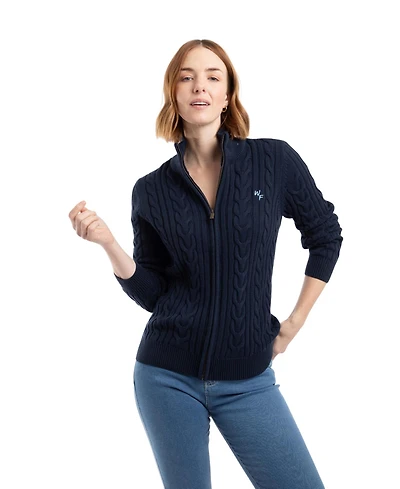 Weird Fish Women's Lunenne Full Zip Cable Knit Cardigan