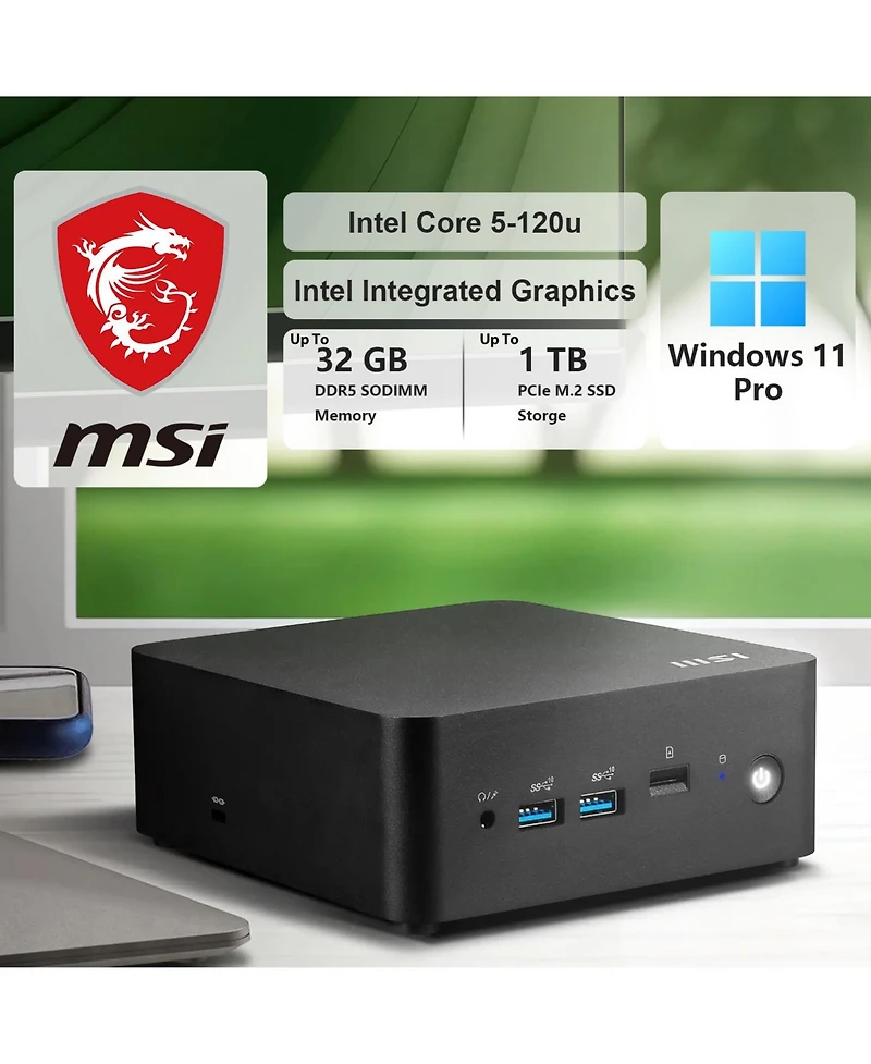 Msi Cubi Nuc 1M Intel Core 5 120U 8GB DDR5 512GB Ssd Windows 11 Pro