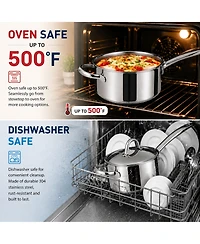 Megacasa 1.6 Quart Triple-Ply Stainless Steel Saucepan with Lid
