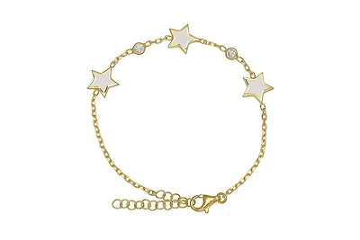 Lily Nily Girls Stars and Cubic Zirconia Bezel Station Chain Link Bracelet in 14K