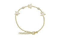 Lily Nily Girls Stars and Cubic Zirconia Bezel Station Chain Link Bracelet in 14K