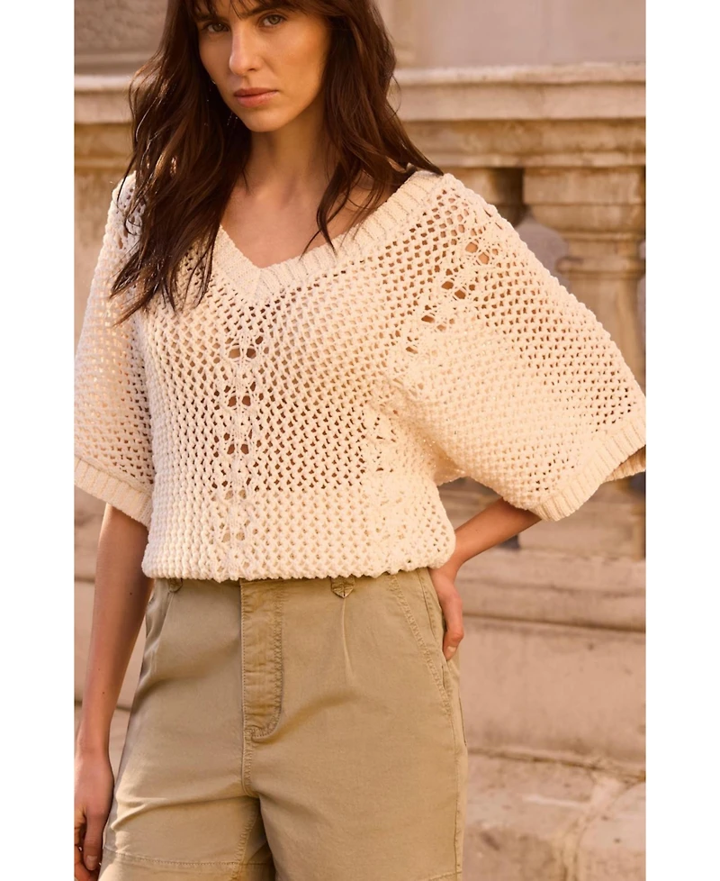 Mint Velvet Women's Open Knit Crochet Top