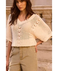 Mint Velvet Women's Open Knit Crochet Top