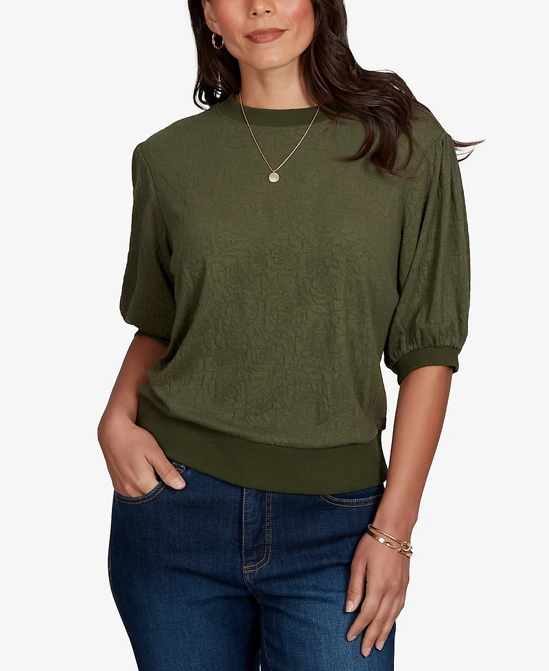 Ruby Rd. Petite Rosette Textured Knit Top