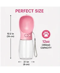 Portable Dog Water Bottle, 12 oz (350 ml), Leak-Proof Pet Water Dispenser with Drinking Bowl, Bpa-Free, One-Touch Water Return