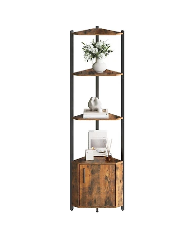 homfan Space-Saving 5-Tier Corner Shelf - 57 Inch Height - Metal Frame and Wood Shelves - for Living Room, Bedroom, Kitchen, Bathroom