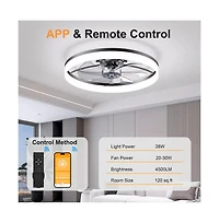 Sofucor 23.6-in Modern Ultra-Thin Flush Mount Ceiling Fan Light with Remote and App Control Included 5-Blade