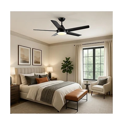 Sofucor 48-in Modern Downrod Ceiling Fan with Lights and Remote Control Included 5-Blade