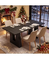homfan Rectangular Dining Table 63" Wood Grain Trestle Base Seats 4-6 Modern Farmhouse Kitchen & Room