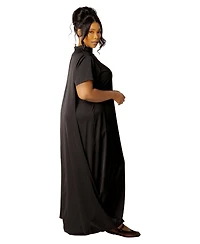 Buxom Couture Plus High Neck Draped Maxi Dress with Slit