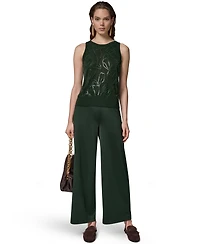 Donna Karan New York Women's Beaded Crewneck Sleeveless Tank