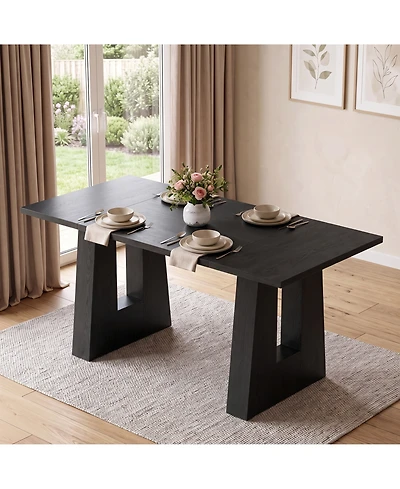 gaomon Dining Table for 4-6 People, Modern Kitchen Table, Mid-Century with Leg Base, Wood Room Easy Assembly
