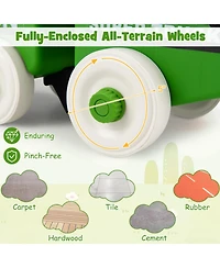 Hongge 4-in-1 Kids Ride-On Push Car with Music Trailer and Under-Seat Storage Ages 1.5-5