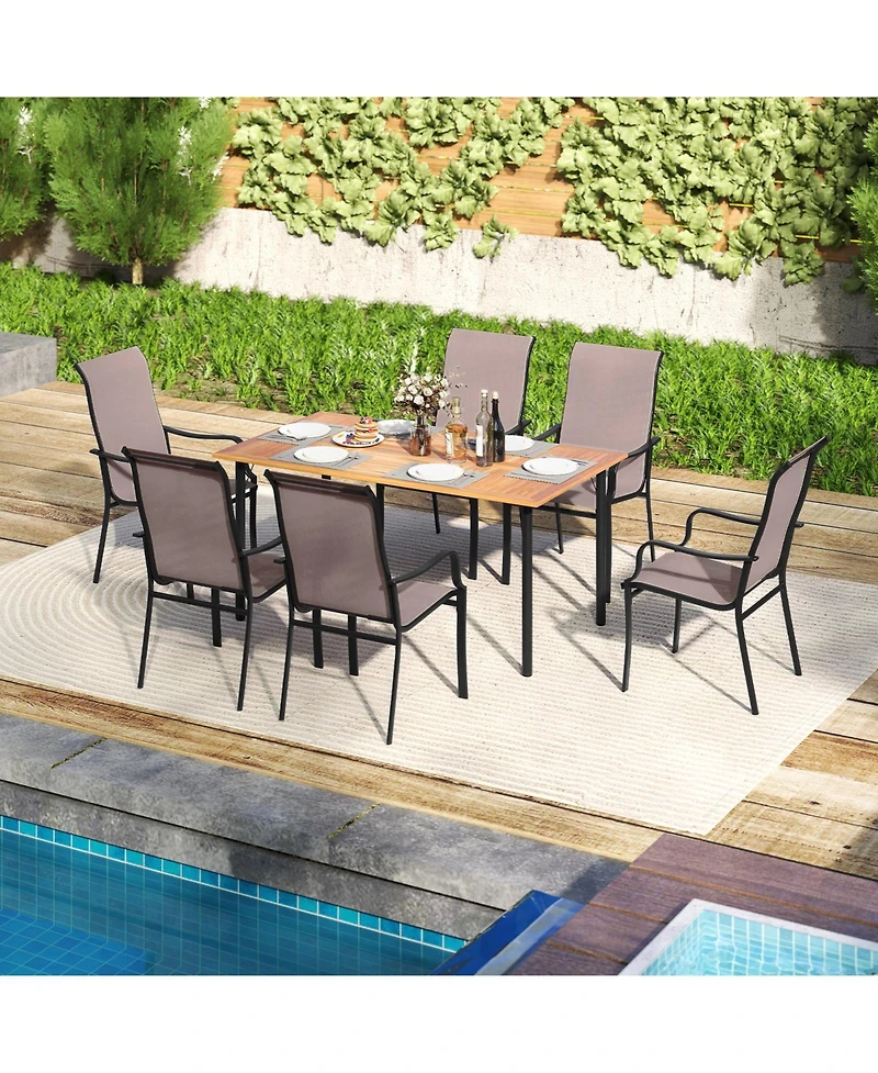 Slickblue 2-Piece Outdoor Dining Chair Set with Wide Seats and Metal Frames