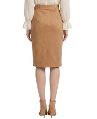 Ny Collection Petite High-Waisted Pencil Midi Faux Suede Skirt