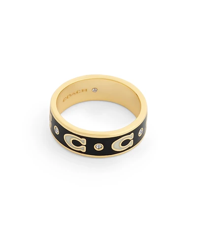 Coach Faux-Stone Signature C Enamel Band Ring